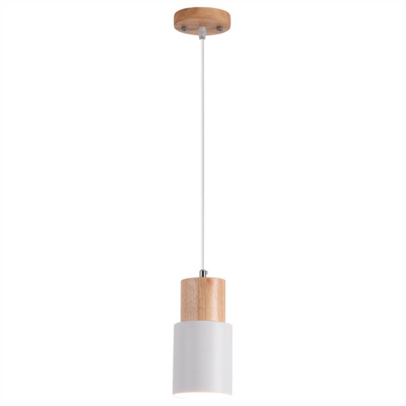 Nordic Macaron Cylinder Pendant Light | Modern Wood & Metal Design