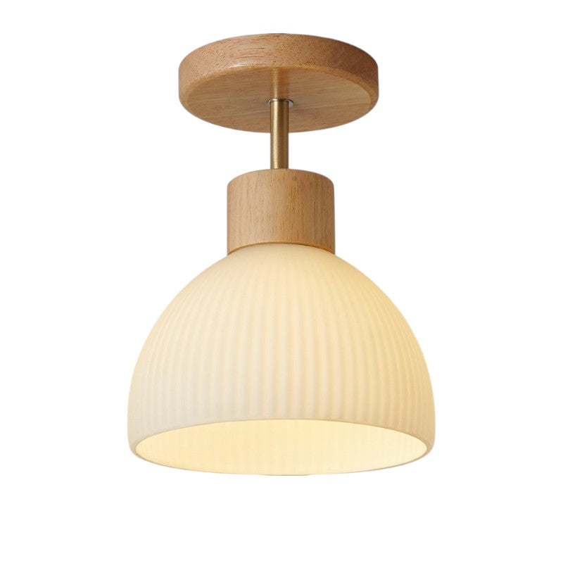 Ailse Wood and Frosted Glass Ceiling Lamp