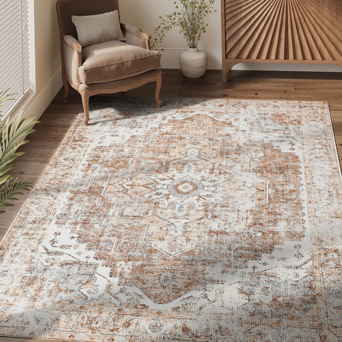 Heritage Medallion Foldable Non-Slip Area Rug