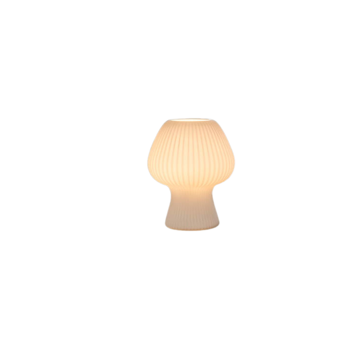 Vintage Ribbed Glass Mushroom Bedside Lamp