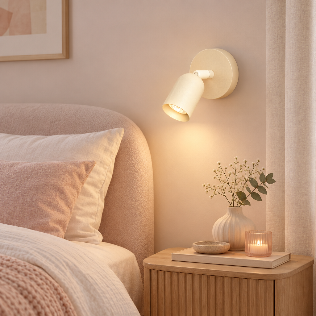NordicLuxe macaron wall light beside a bed