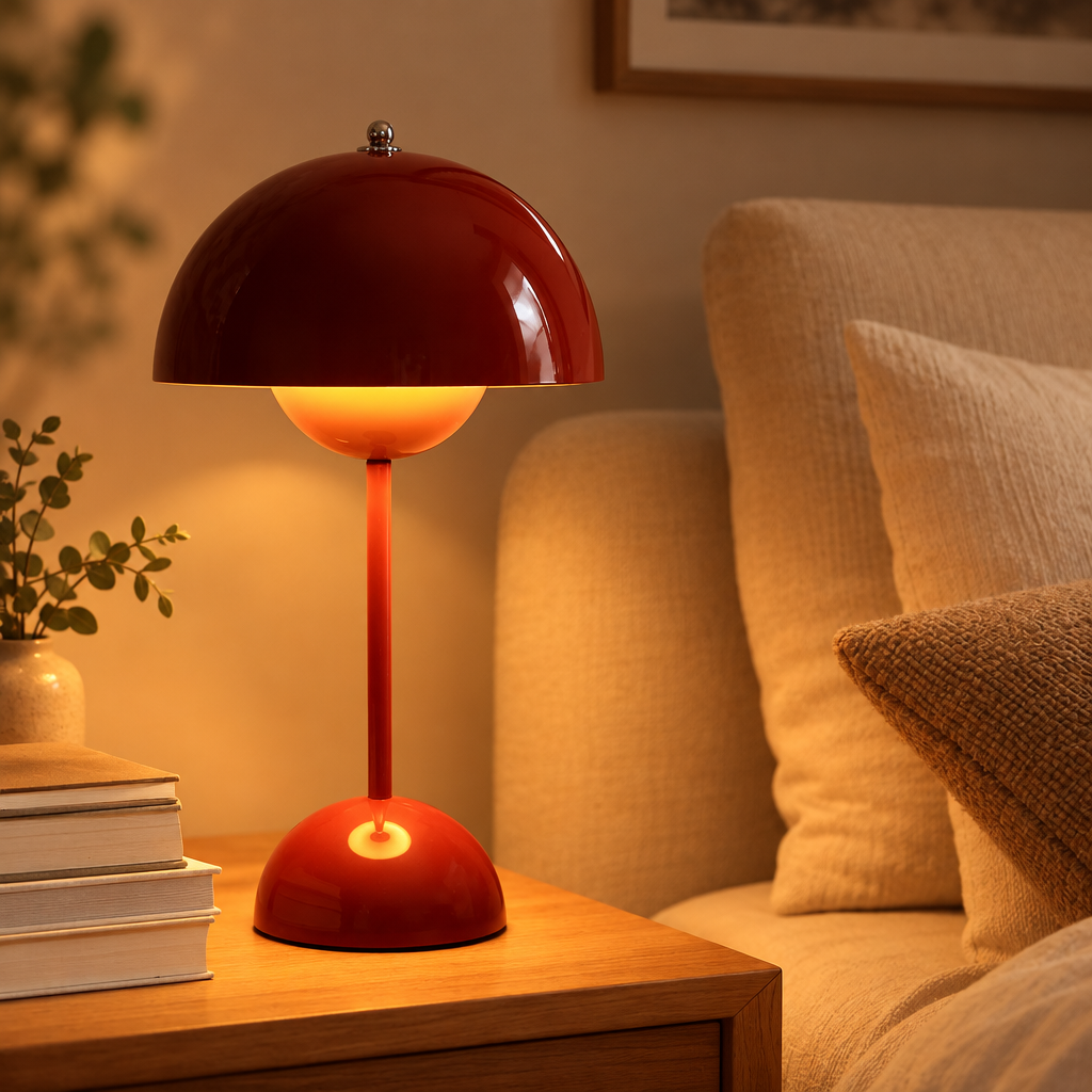 Modern touch table lamp on a bedside table
