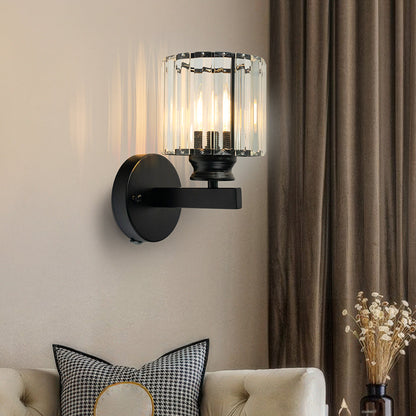 Faceted Crystal and Iron Wall Sconce