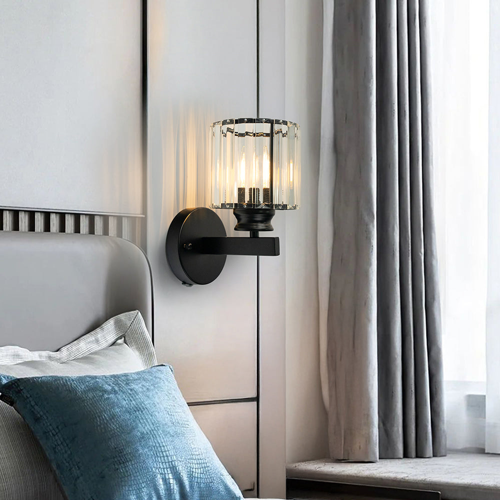 Faceted Crystal and Iron Wall Sconce