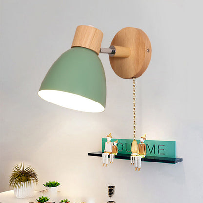 Wood and Iron Macaron Wall Sconce