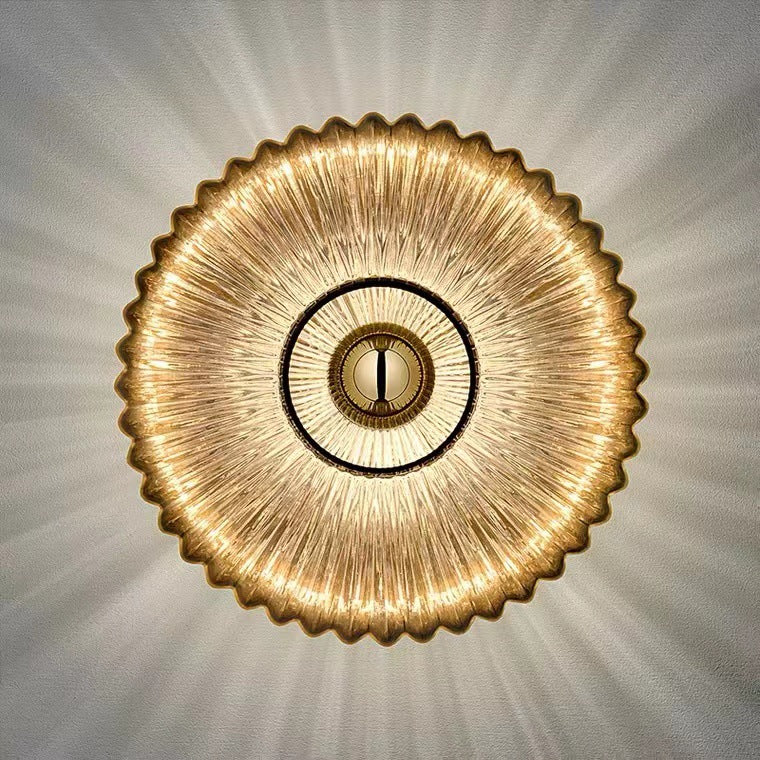 Ribbed Glass Disc Wall Sconce