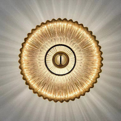 Ribbed Glass Disc Wall Sconce