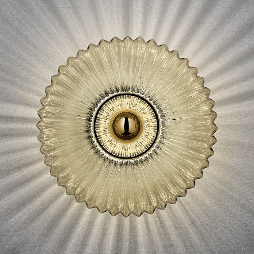 Ribbed Glass Disc Wall Sconce