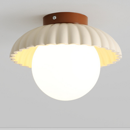 Iron and Glass Globe Flush Mount Light