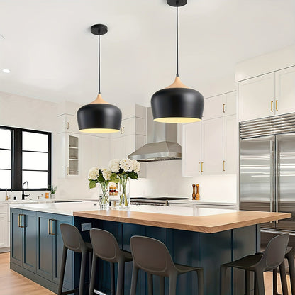 Matte Metal Wood Grain Pendant Light