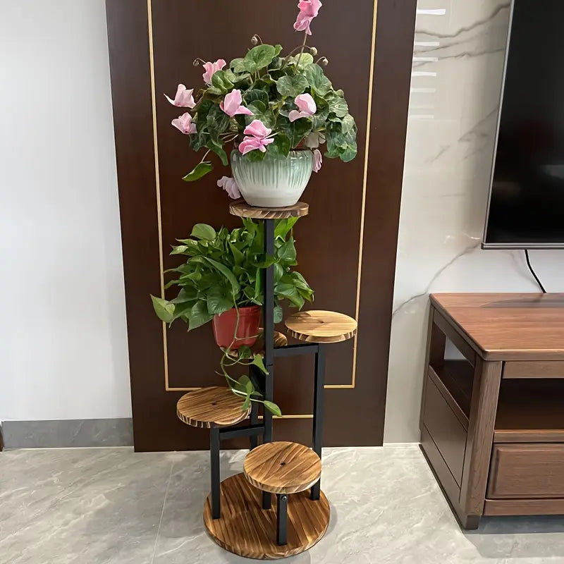 Verdura Six-Tier Round Wooden Plant Stand