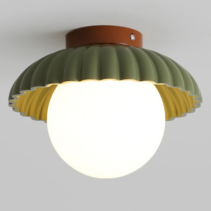 Iron and Glass Globe Flush Mount Light