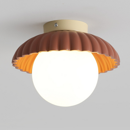 Iron and Glass Globe Flush Mount Light