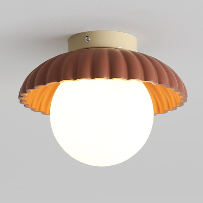 Iron and Glass Globe Flush Mount Light