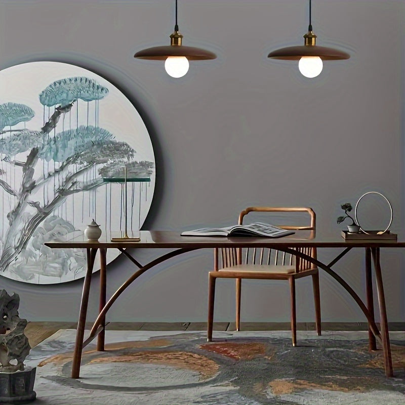 Nordic Solid Wood Semi-Flush Pendant
