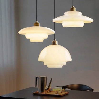 Mid-Century Milky White Glass Pendant