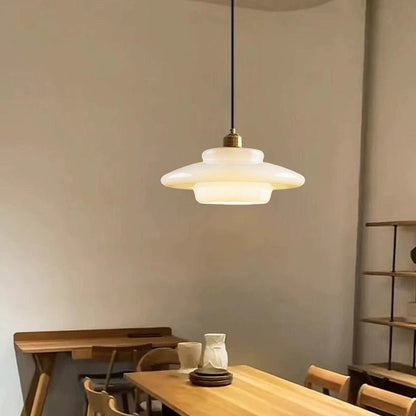 Mid-Century Milky White Glass Pendant