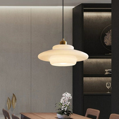 Mid-Century Milky White Glass Pendant