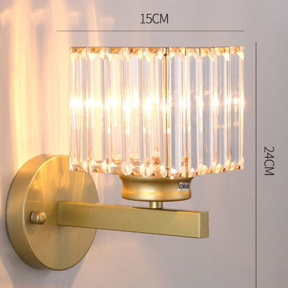 Faceted Crystal and Iron Wall Sconce