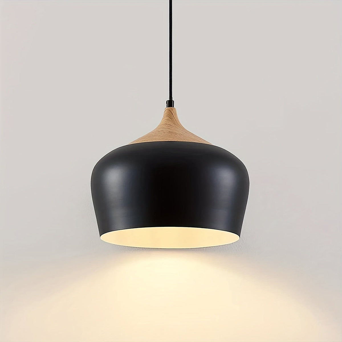 Matte Metal Wood Grain Pendant Light