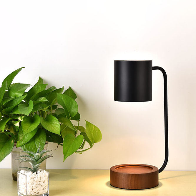 Japanese Wood and Metal Table Lamp