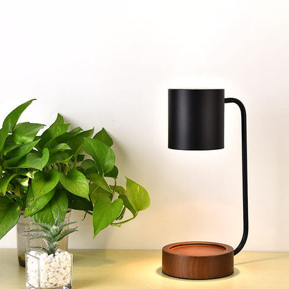 Japanese Wood and Metal Table Lamp