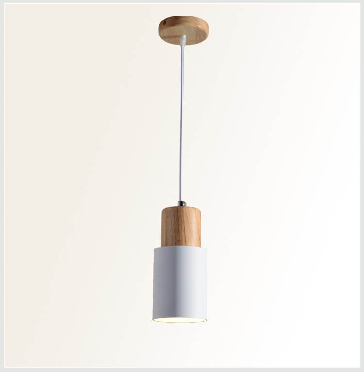 Nordic Macaron Cylinder Pendant Light | Modern Wood & Metal Design