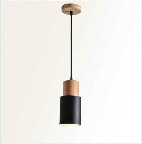 Nordic Macaron Cylinder Pendant Light | Modern Wood & Metal Design