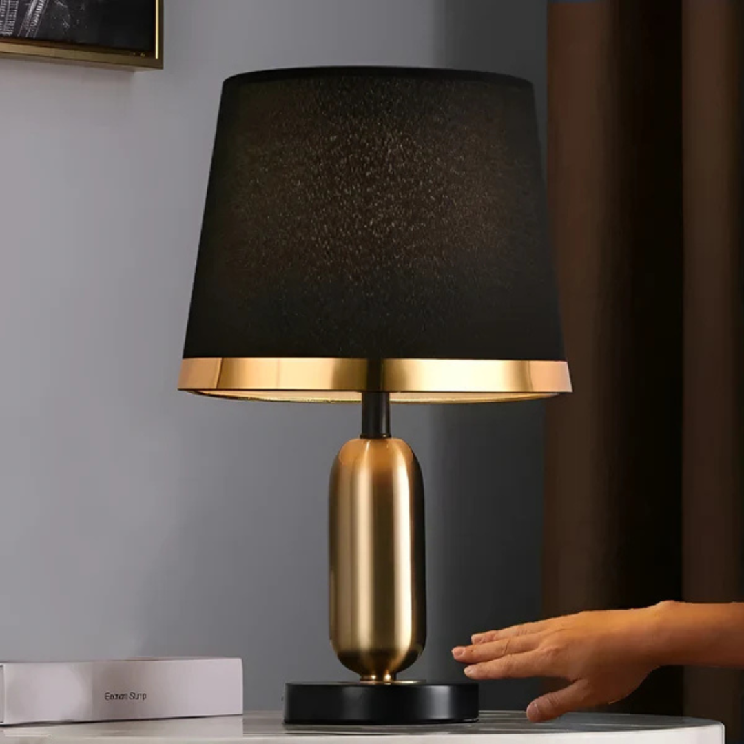 Black and Gold Fabric Shade Table Lamp