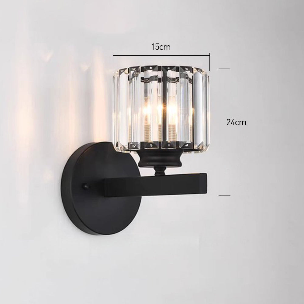 Faceted Crystal and Iron Wall Sconce