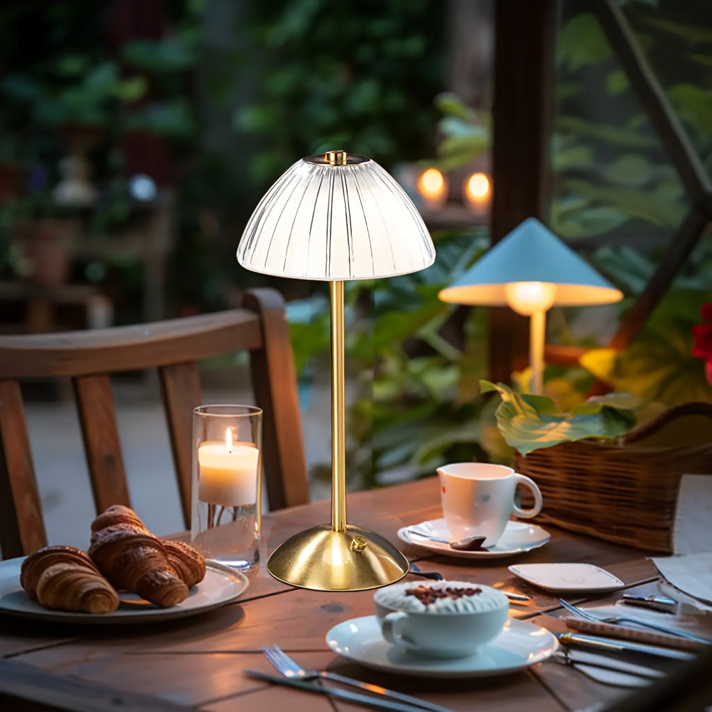 Golden Touch Ribbed Acrylic Rechargeable Lamp