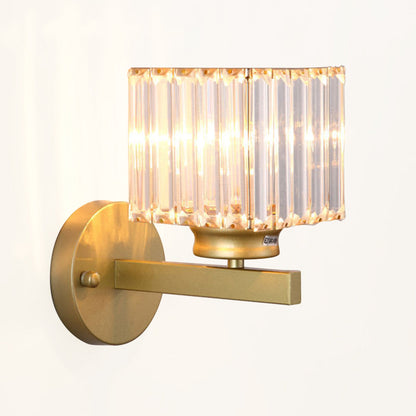 Faceted Crystal and Iron Wall Sconce