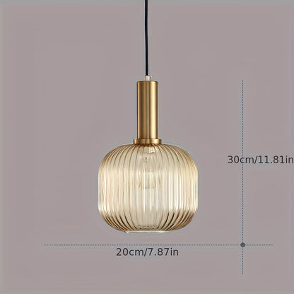 Ribbed Glass Brass Pendant Light