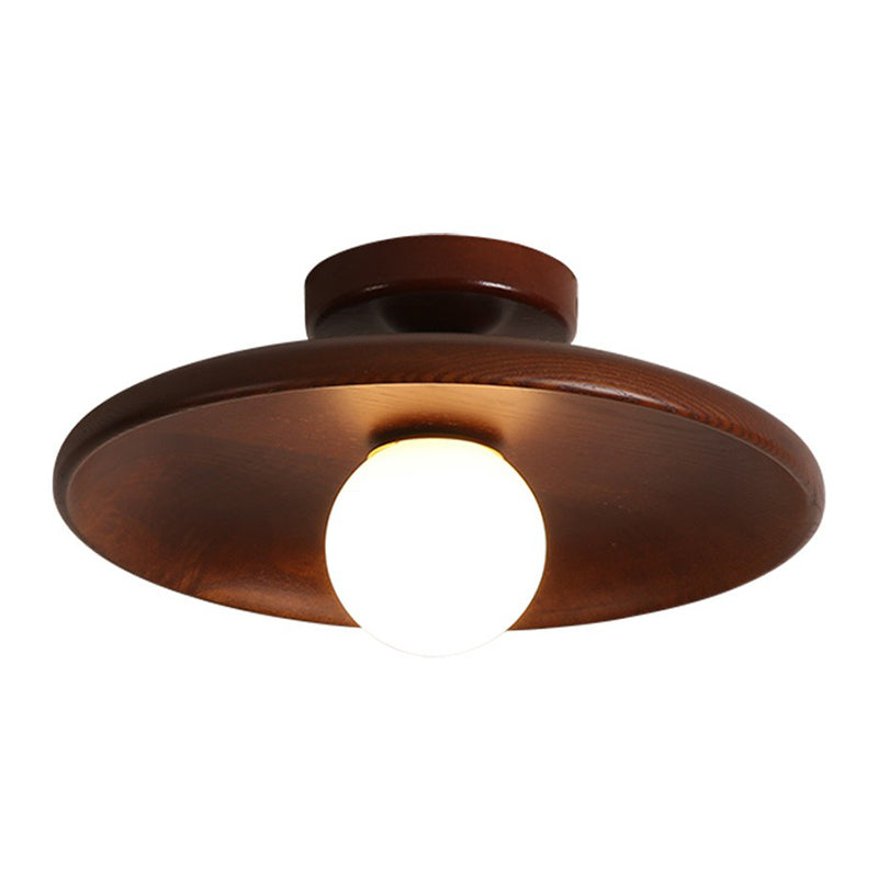 Wooden Bowl Semi-Flush Ceiling Light