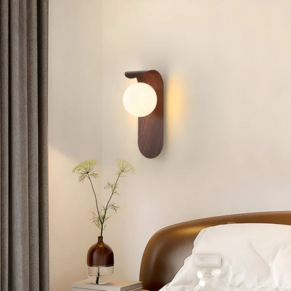 Icar Scandinavian Wood and Glass LED Wall Lamp