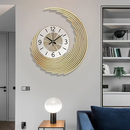 3D Layered Crescent Metal Wall Clock