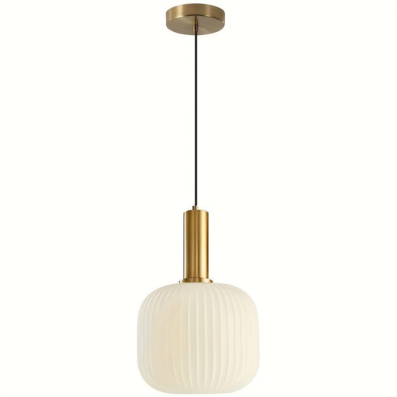 Ribbed Glass Brass Pendant Light