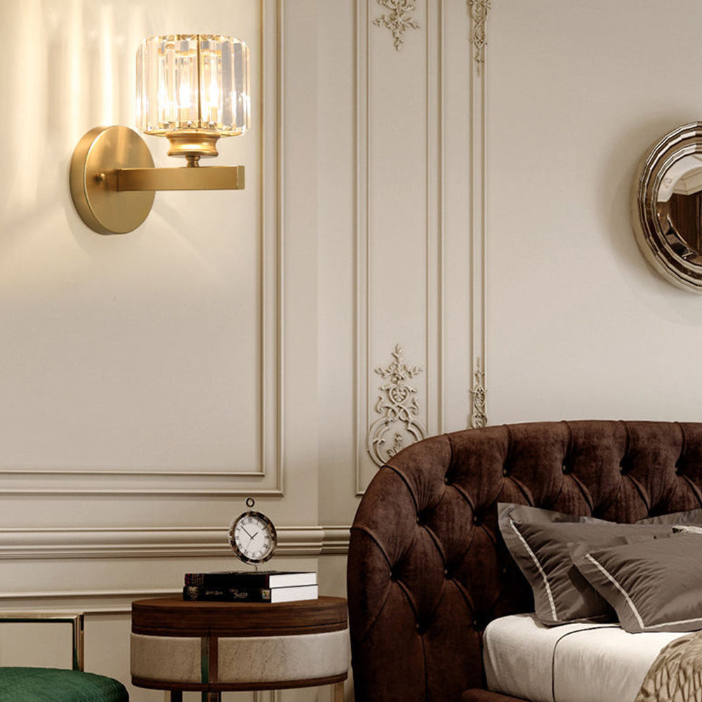 Faceted Crystal and Iron Wall Sconce