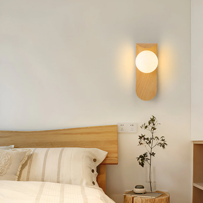 Icar Scandinavian Wood and Glass LED Wall Lamp