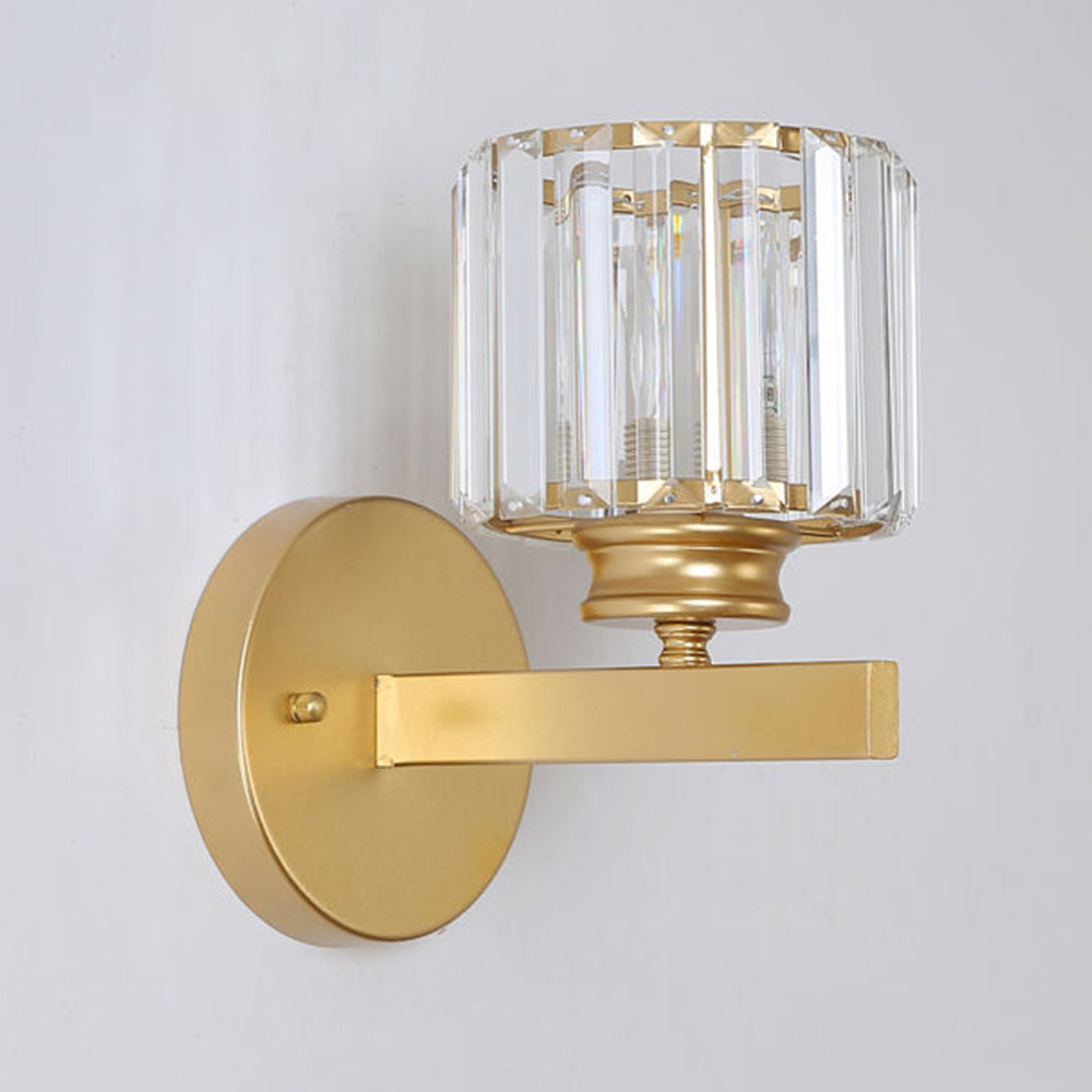 Faceted Crystal and Iron Wall Sconce