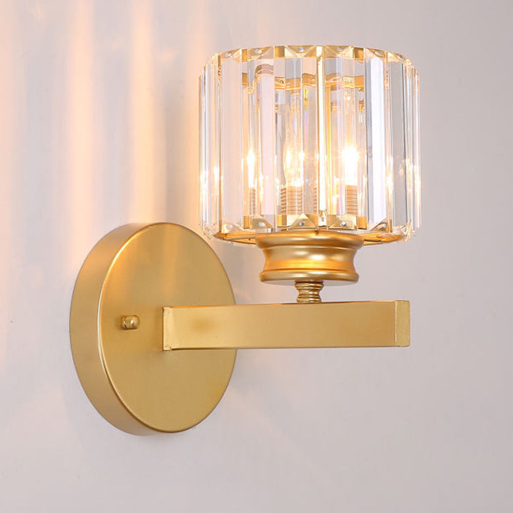 Faceted Crystal and Iron Wall Sconce