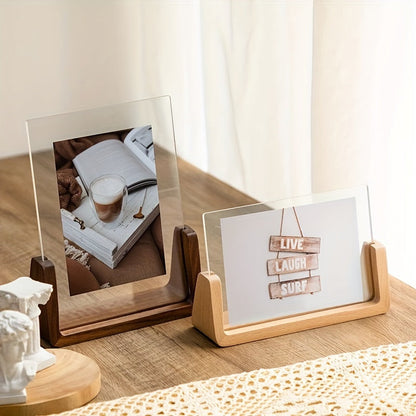 U-Shaped Acrylic and Wood Photo Frame