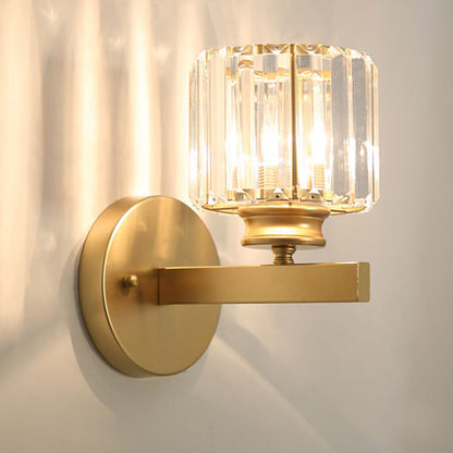 Faceted Crystal and Iron Wall Sconce