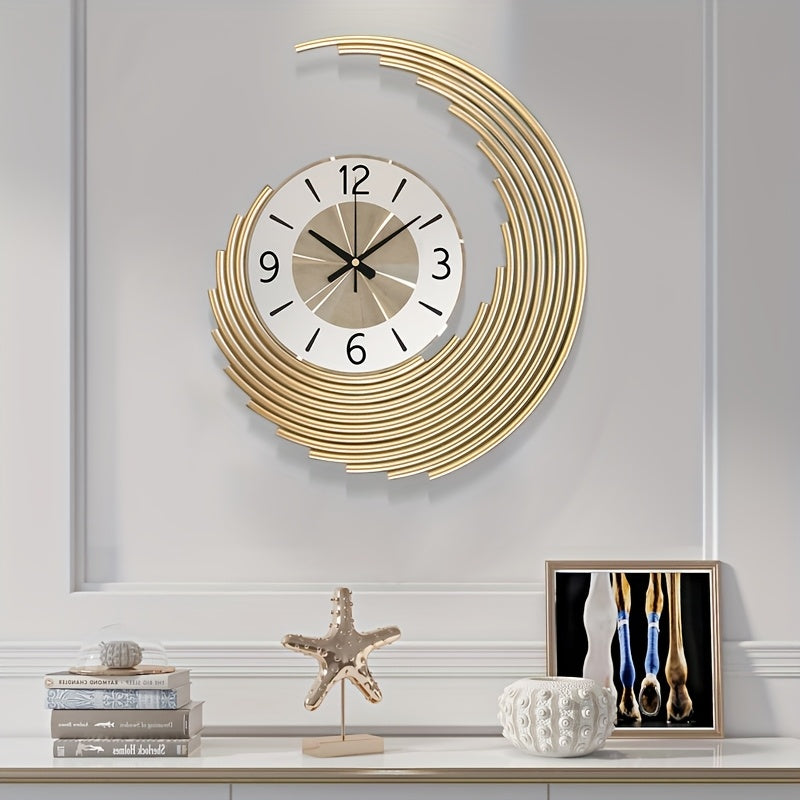 3D Layered Crescent Metal Wall Clock