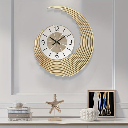 3D Layered Crescent Metal Wall Clock