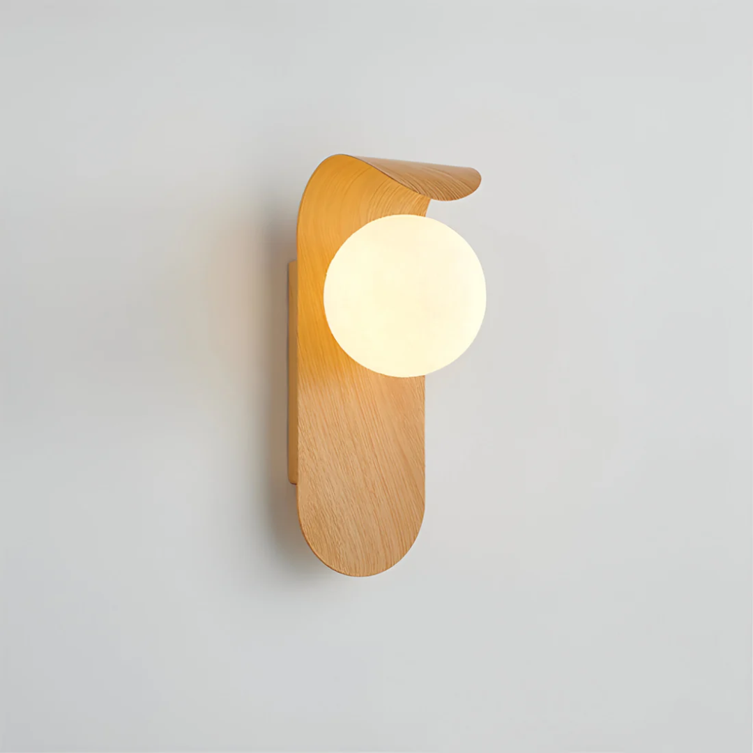 Icar Scandinavian Wood and Glass LED Wall Lamp