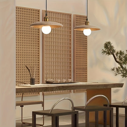Nordic Solid Wood Semi-Flush Pendant
