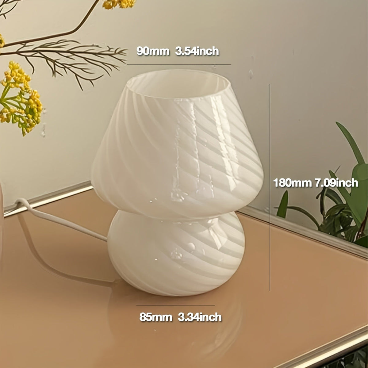 Swirl Glass USB Dimmable Mushroom Lamp