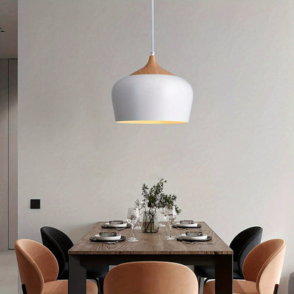 Matte Metal Wood Grain Pendant Light