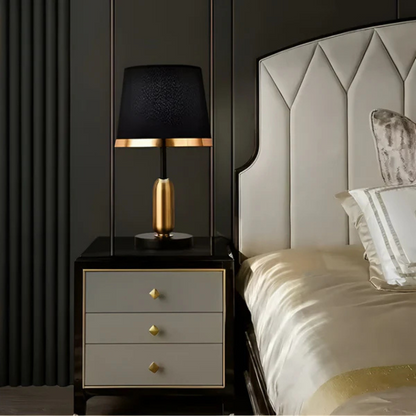 Black and Gold Fabric Shade Table Lamp